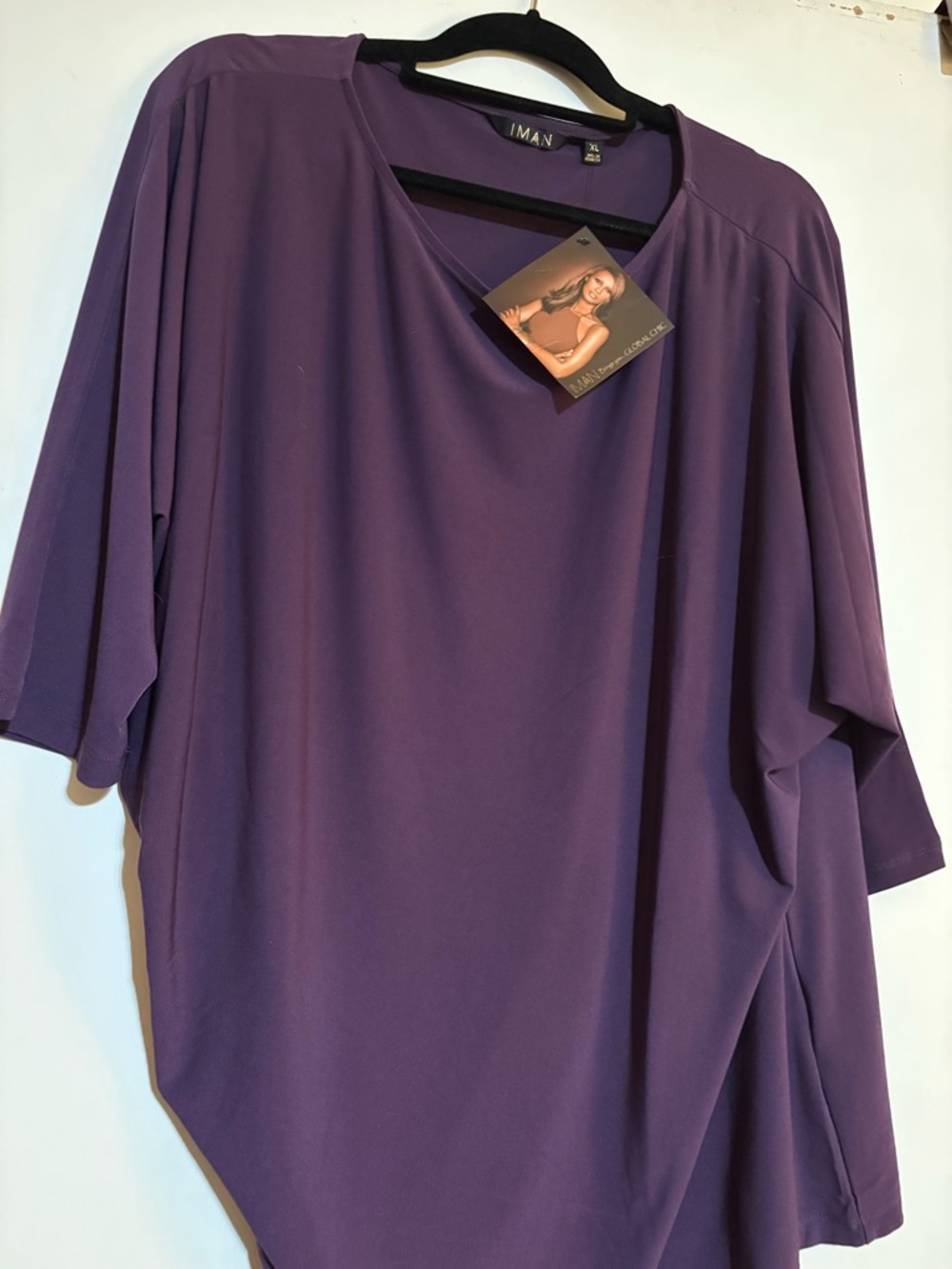 NEWW/tags - IMAN Women's Purple V-Neck Dolman Sleeve Top